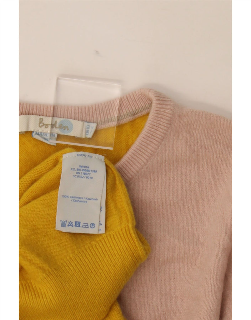 BODEN Womens Crew Neck Jumper Sweater UK 10 Small Pink Colourblock Vintage Boden and Second-Hand Boden from Messina Hembry 