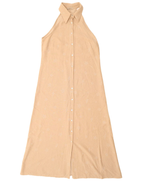 KIKISIX Womens Abstract Pattern Sleeveless Maxi Dress UK 14 Medium Beige