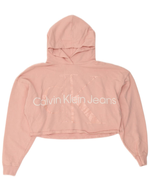 Γυναικεία τζιν Calvin Klein Oversized Crop Hoodie Jumper UK 10 Small Pink