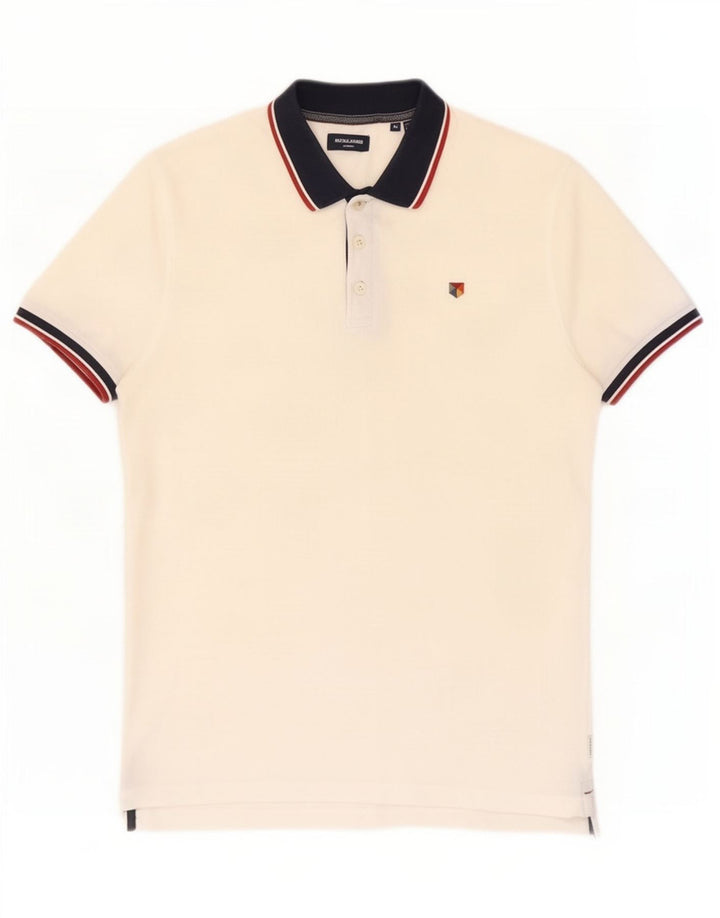 Ανδρικό μπλουζάκι πόλο Jack & Jones, μεσαίο λευκό χρώμα