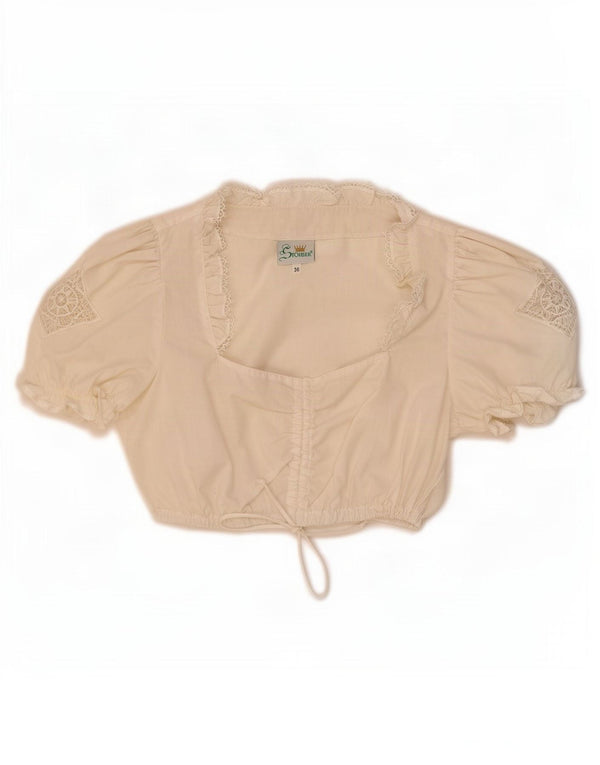 STOIBER Γυναικείο Trachten Crop Top EU 36 Small White Polyester