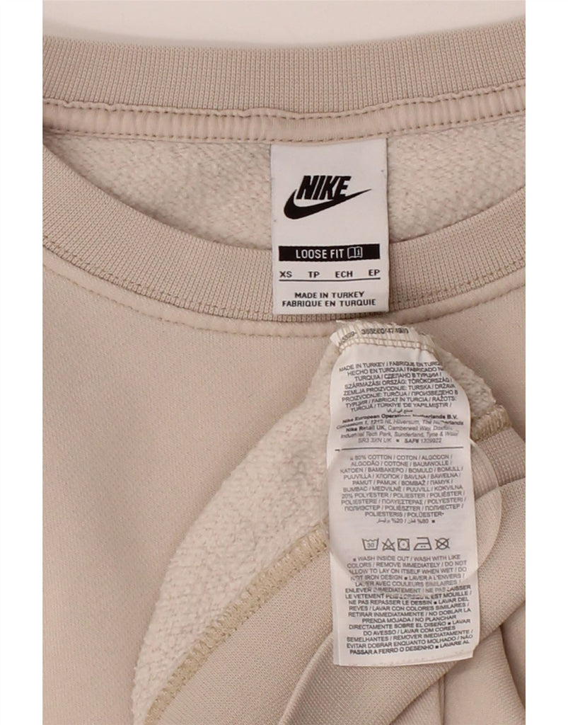 NIKE Womens Crop Loose Fit Sweatshirt Jumper UK 6 XS Beige Cotton Vintage Nike and Second-Hand Nike from Messina Hembry 