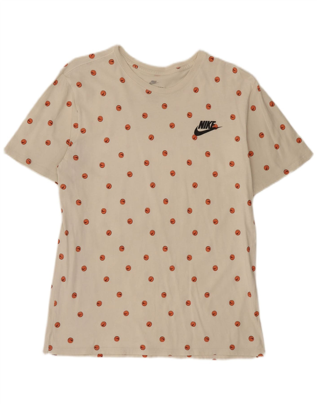 NIKE Womens Athletic Cut Graphic T-Shirt Top UK 16 Large White Polka Dot