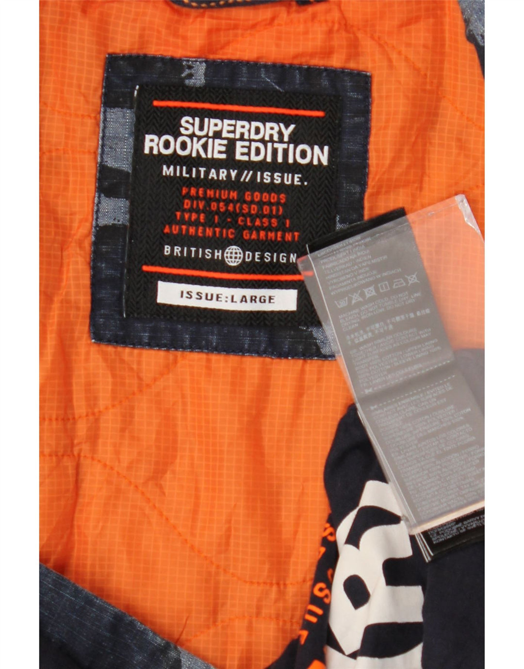 Ανδρικό στρατιωτικό μπουφάν SUPERDRY UK 40 Large Navy Blue από βαμβακερό καμουφλάζ
