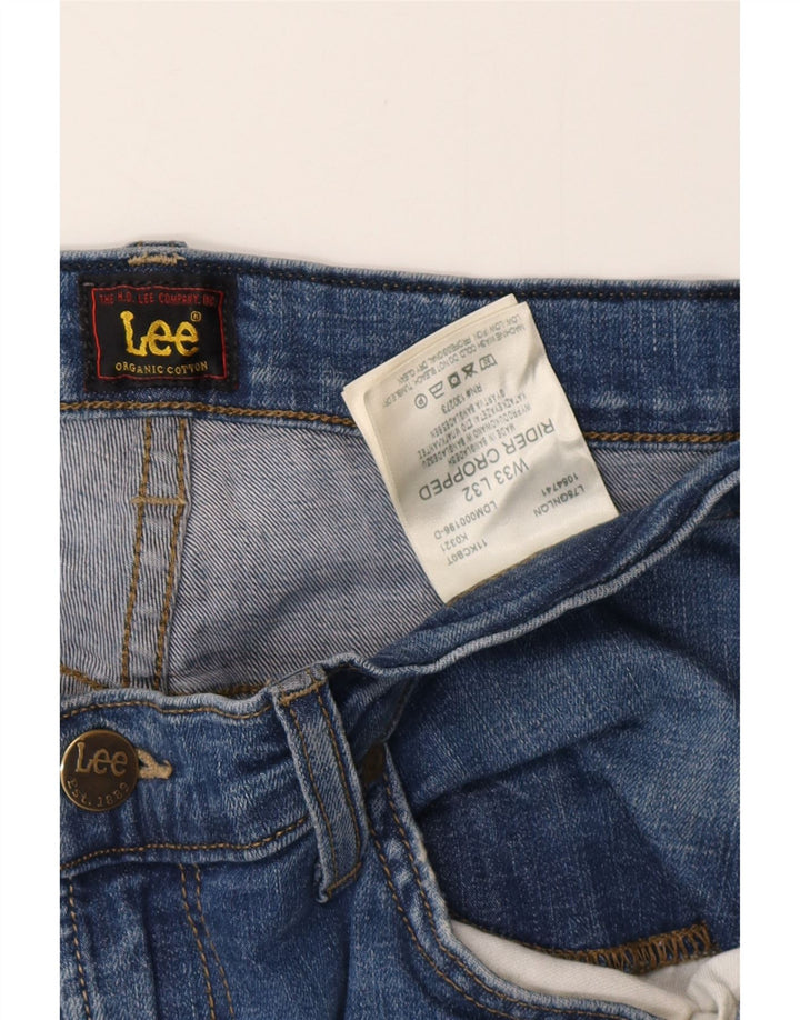 LEE Womens Rider Cropped Jeans W33 L28 Blue Cotton