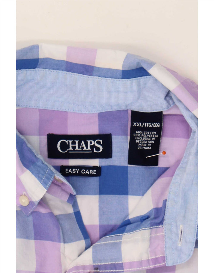 Chaps Mens Easy Care κοντομάνικο πουκάμισο 2XL μπλε βαμβακερό Gingham