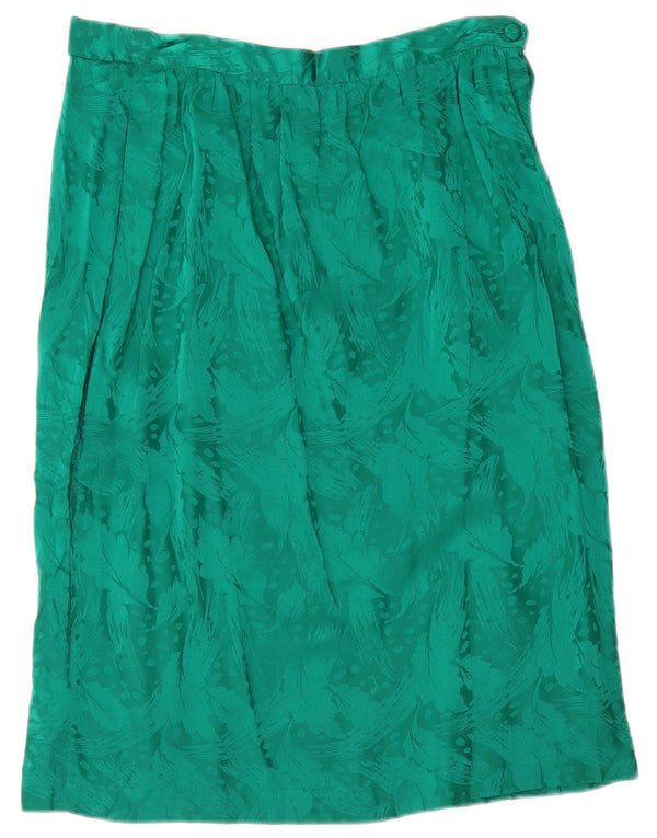 Γυναικεία ίσια φούστα Argenti UK 12 Medium W30 Green Floral Silk