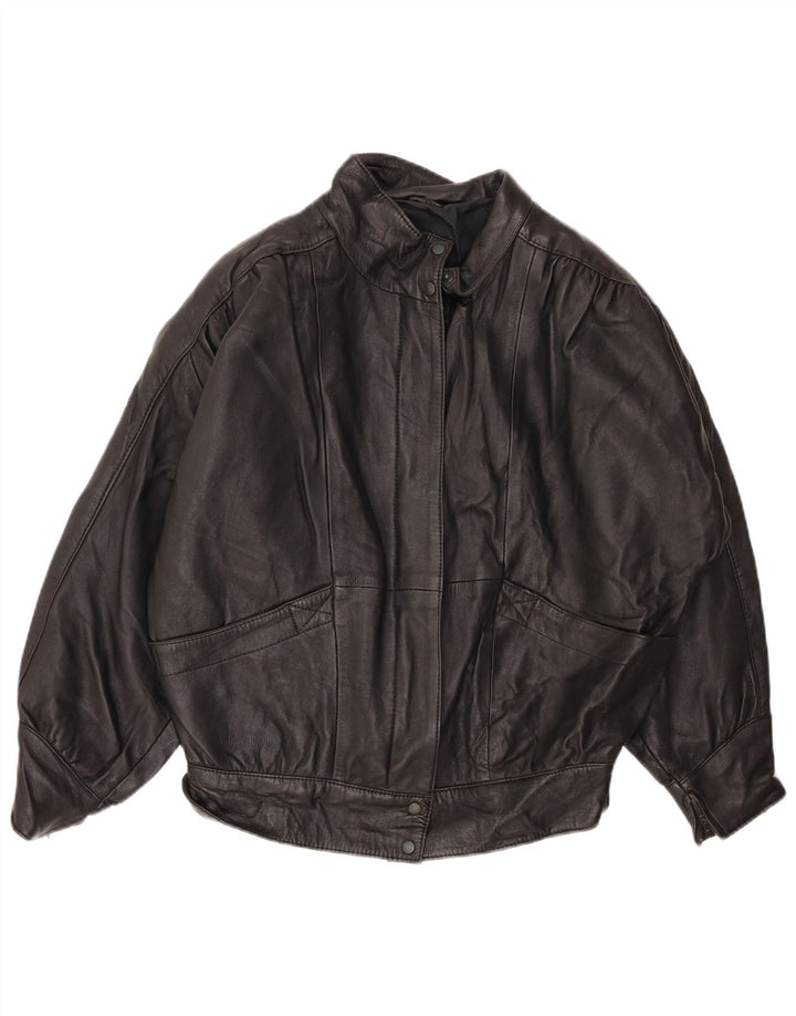 Γυναικείο δερμάτινο μπουφάν VINTAGE Oversized EU 36 Small Black Leather