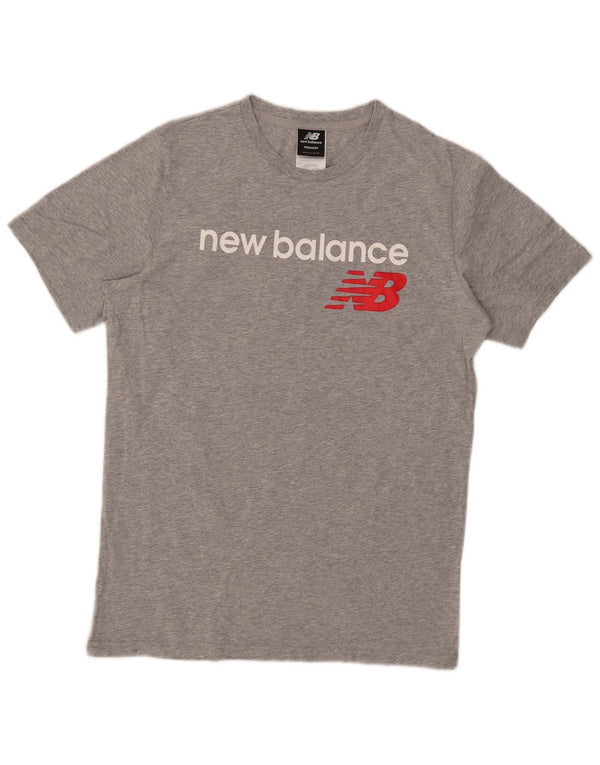 Ανδρικό γραφικό T-Shirt New Balance Τοπ μεσαίου γκρι βαμβακερό