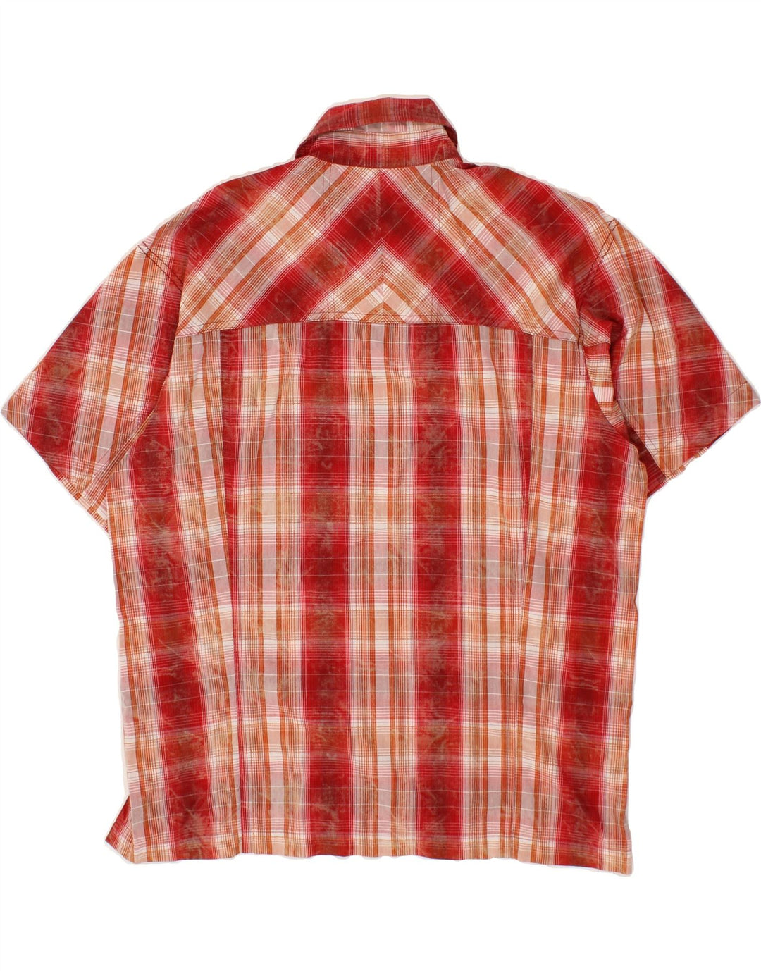 VINTAGE Mens Short Sleeve Shirt Medium Red Check Cotton Vintage Vintage and Second-Hand Vintage from Messina Hembry 