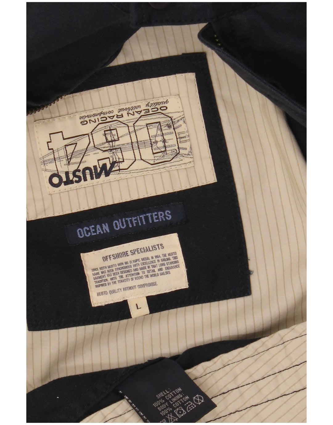 MUSTO Ανδρικό Bomber Jacket UK 40 Large Navy Blue Cotton