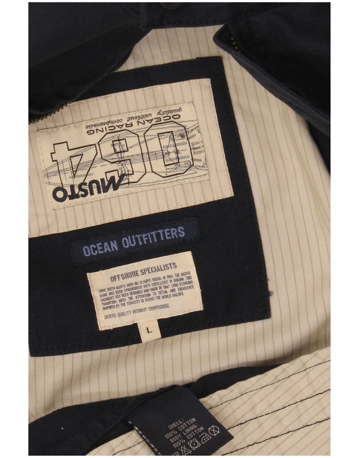 MUSTO Ανδρικό Bomber Jacket UK 40 Large Navy Blue Cotton