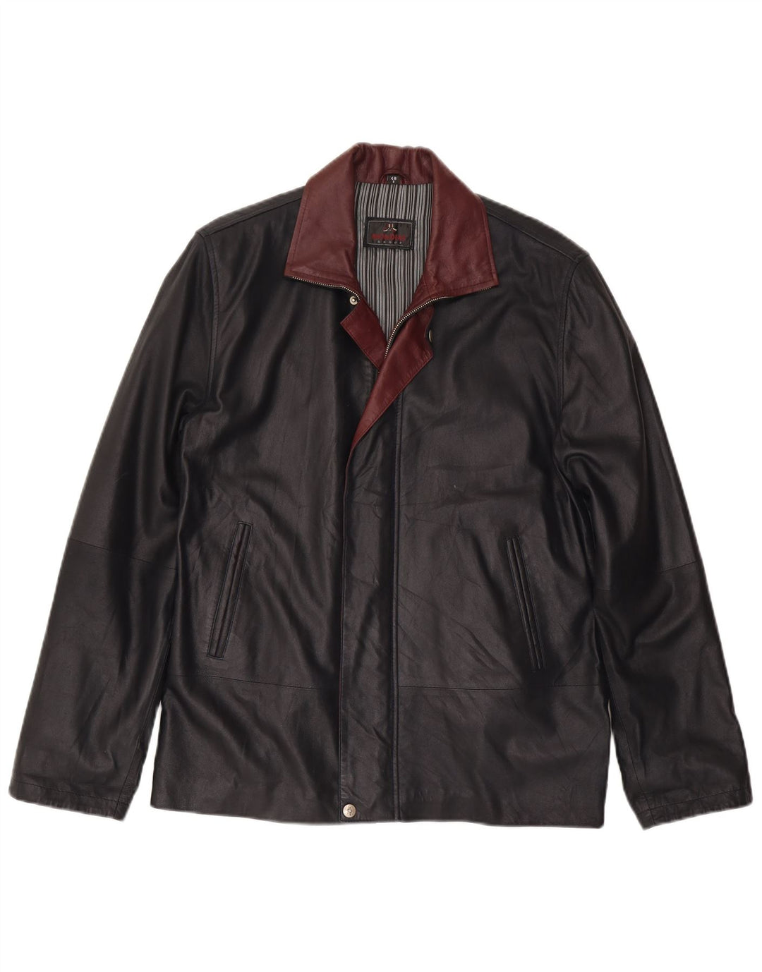 Ανδρικό δερμάτινο μπουφάν Mondial IT 48 Small Black Colourblock Leather