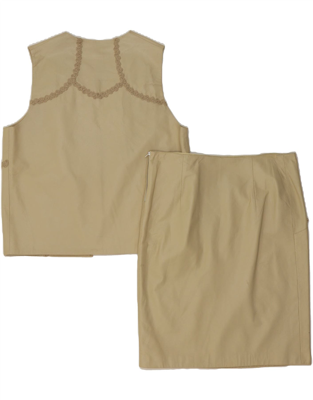 VINTAGE Womens 2 Piece Skirt Set UK 14 Medium W36  Beige Vintage Vintage and Second-Hand Vintage from Messina Hembry 