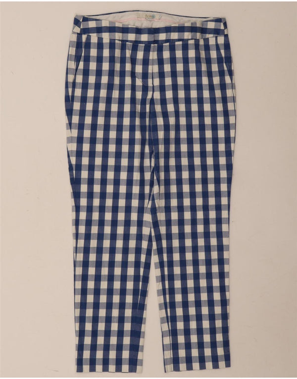 Boden Γυναικείο Cropped Παντελόνι UK 10 Small W30 L24 Blue Gingham Cotton