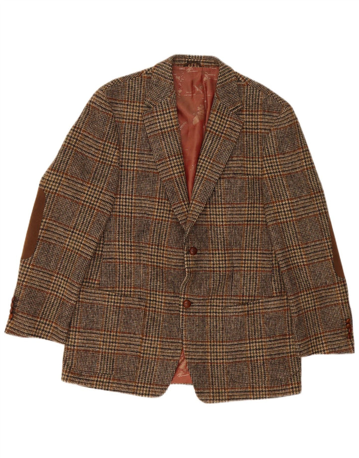 Harris Tweed Ανδρικό σακάκι 2 κουμπιών Blazer IT 52 XL Καφέ μαλλί