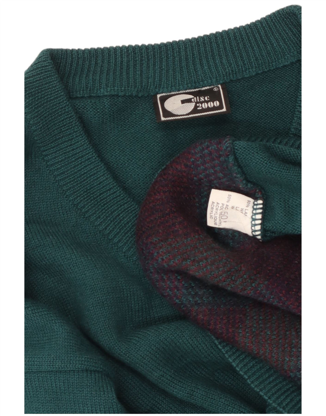 Vintage γυναικείο πουλόβερ με λαιμόκοψη IT 50 XL Πράσινο Argyle/Diamond Wool