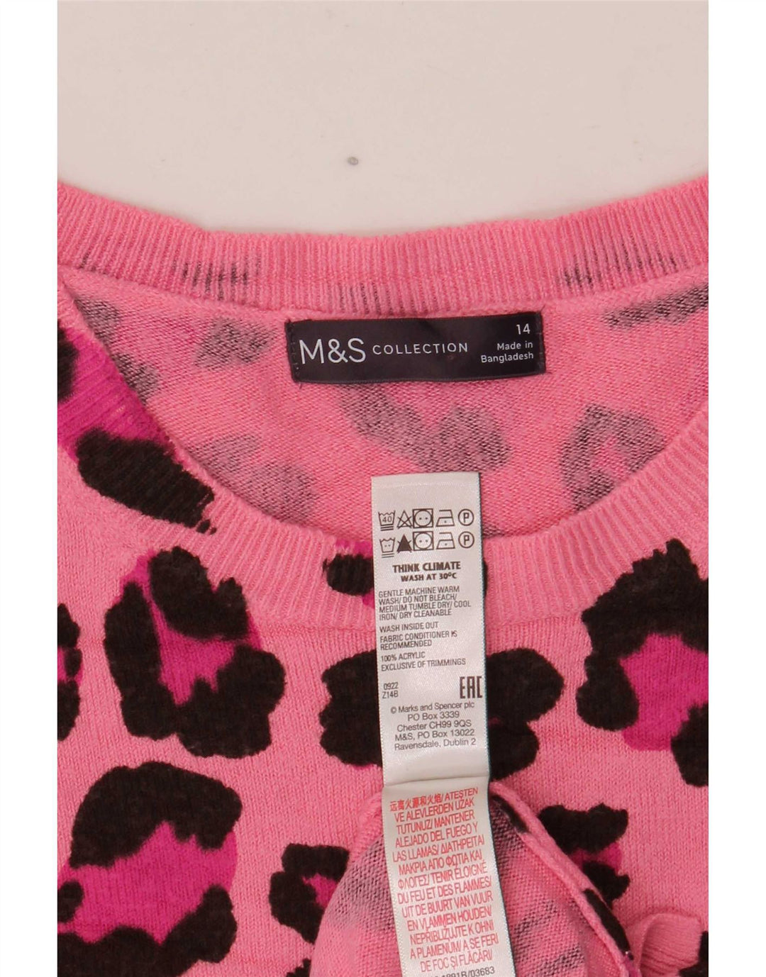 Marks & Spencer Γυναικείο πουλόβερ με λαιμόκοψη UK 14 Medium Pink