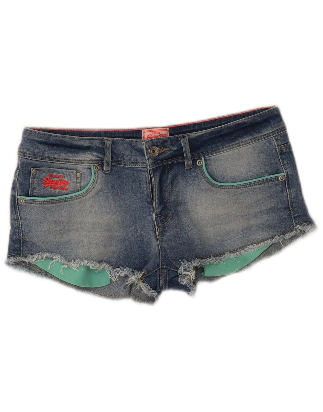 Superdry Γυναικείο Χαμηλό Τζιν Παντελόνι Hot W30 Μεσαίο Μπλε Βαμβακερό