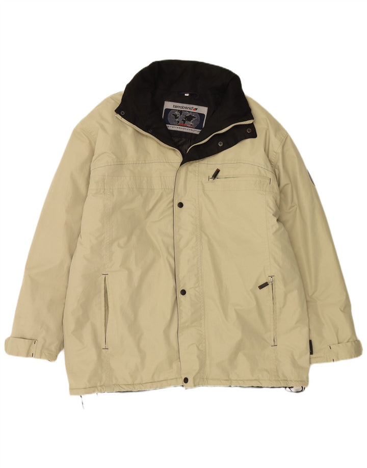 Ανδρικό τζάκετ με κουκούλα VINTAGE UK 42 XL Μπεζ πολυεστέρας