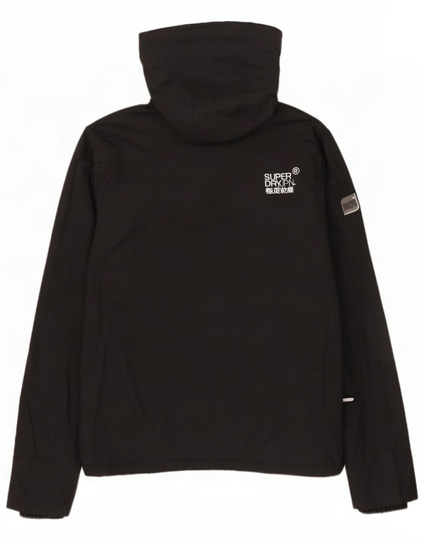 Superdry Ανδρικό Windcheater Hooded Windbreaker Jacket UK 40 Large Black Nylon