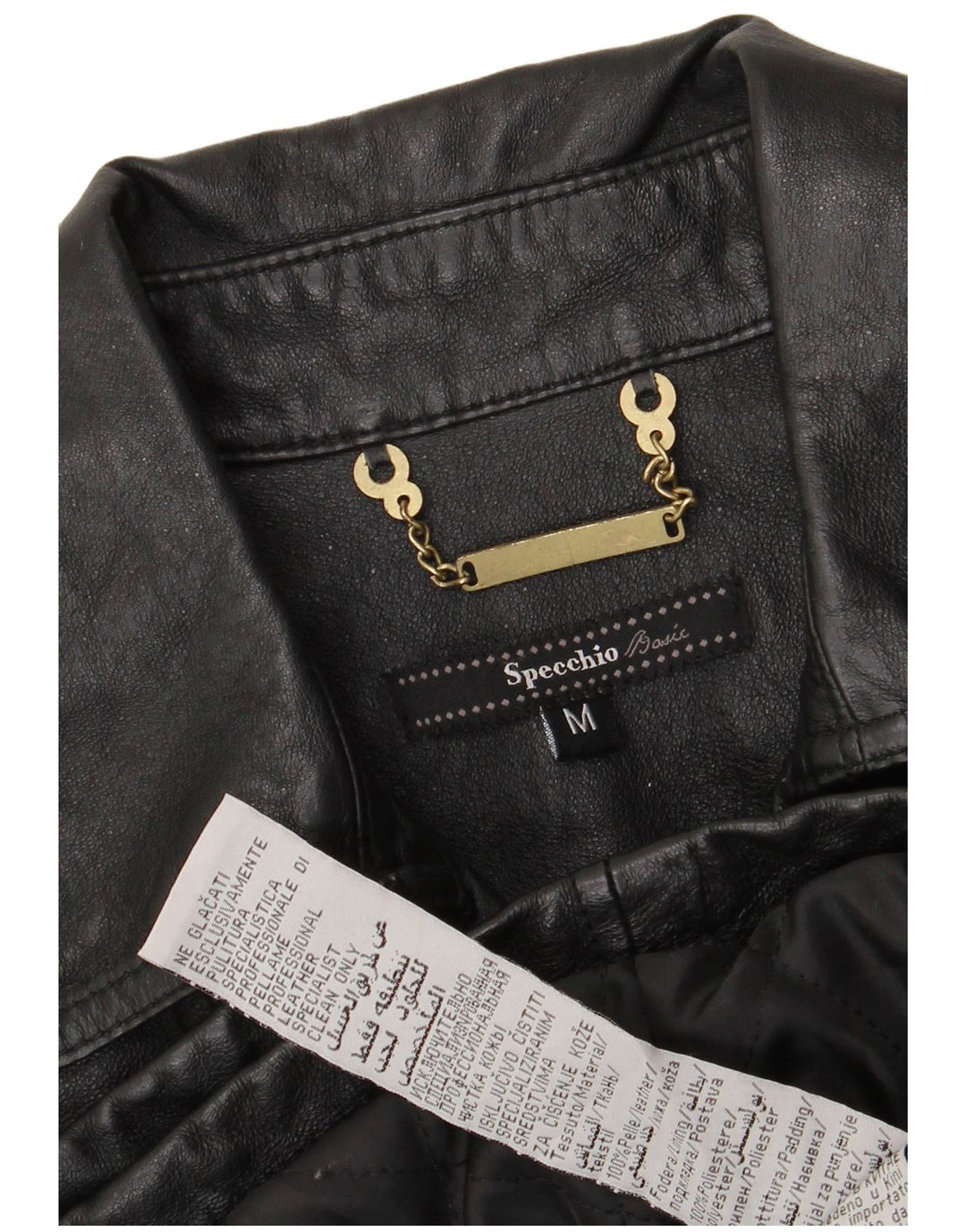 SPECCHIO Γυναικείο Crop Military Leather Jacket UK 12 Medium Black Leather