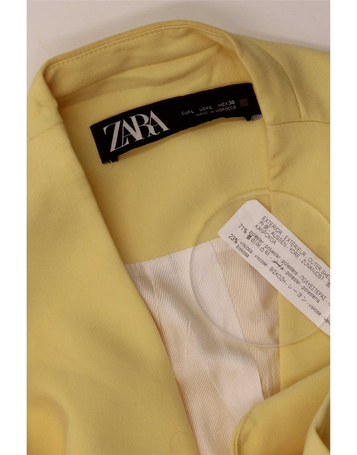Zara Γυναικείο Αμάνικο Σακάκι Μπλέιζερ με 3 κουμπιά UK 14 μεγάλο κίτρινο πολυεστέρα