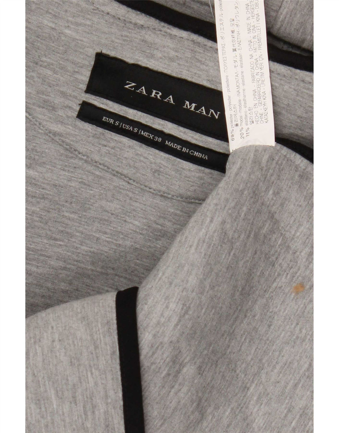 Ανδρικό πουλόβερ Zara με φερμουάρ με κουκούλα από μικρό γκρι πολυεστέρα