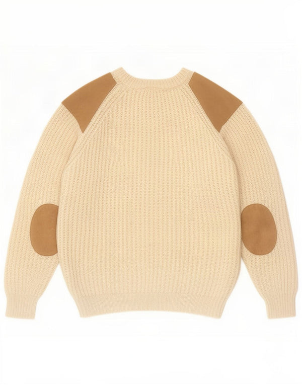 Glencroft Ανδρικό πουλόβερ για λαιμό σκάφος XL Off White Colorblock Νέο μαλλί