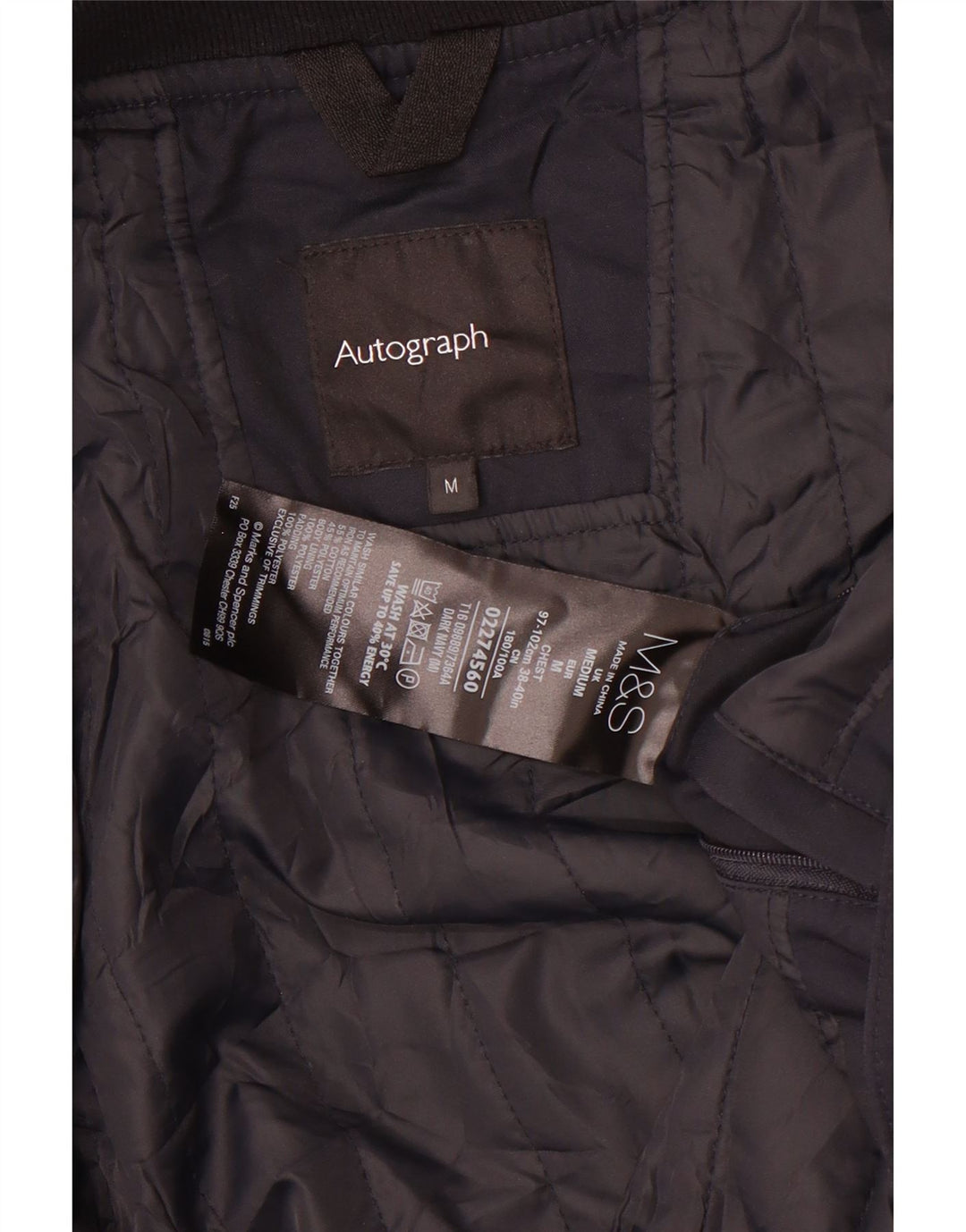 Ανδρικό μπουφάν Marks & Spencer Autograph padded UK 38 Medium Navy Blue Cotton