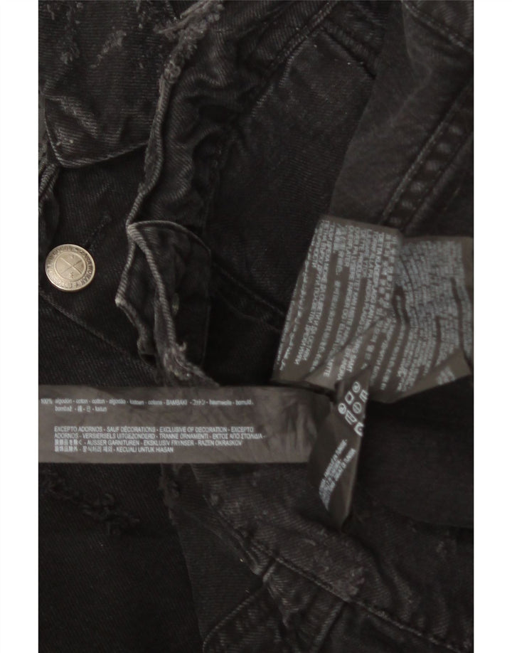 Ανδρικό τζιν μπουφάν ZARA Distressed UK 36 Small Black Cotton