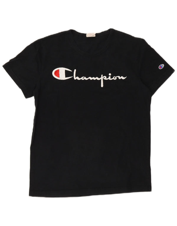 Champion Ανδρικό γραφικό T-Shirt Top Μικρό μαύρο βαμβακερό