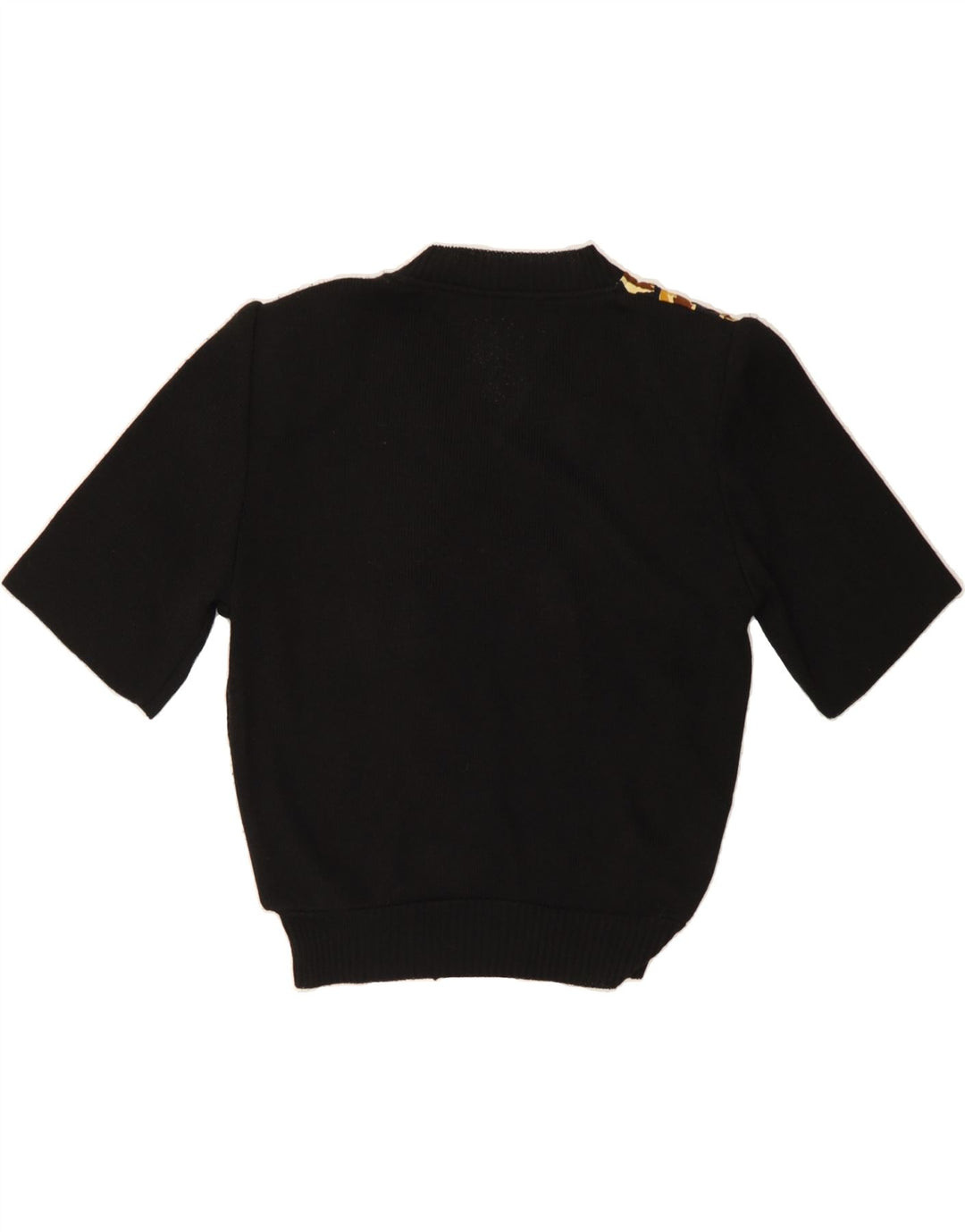VINTAGE Womens Abstract Pattern V-Neck Jumper Sweater UK 14 Large Black Vintage Vintage and Second-Hand Vintage from Messina Hembry 