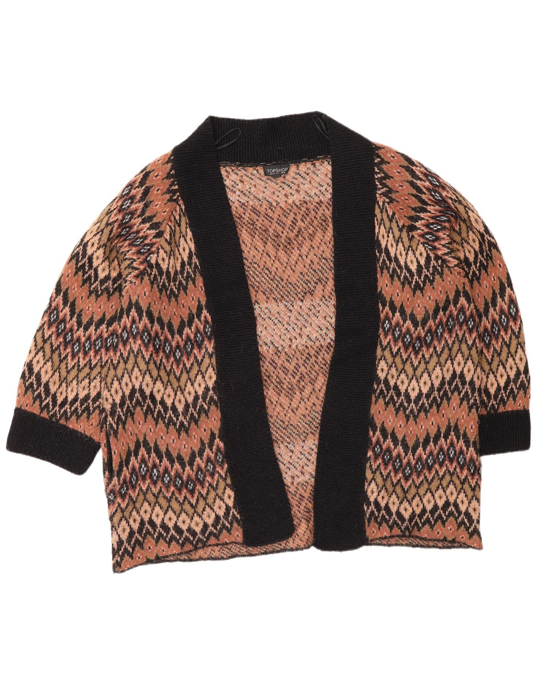 Topshop Γυναικείο Oversized Ανοιχτό Ζακέτα UK 12 Μεσαίο Καφέ Γεωμετρικό