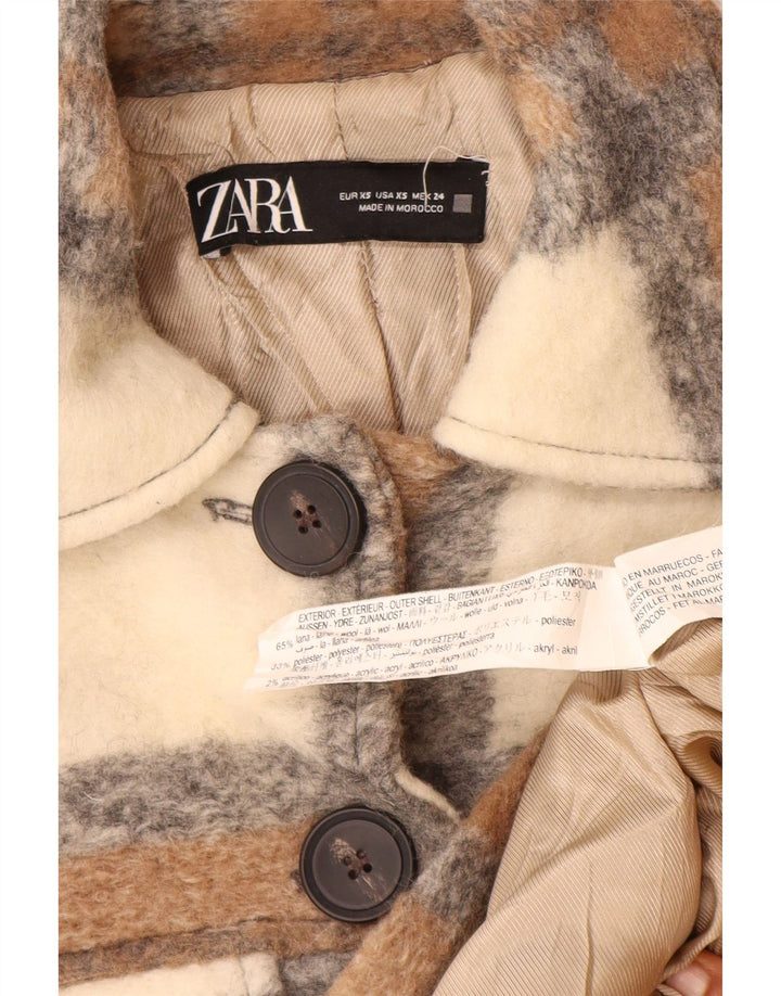 Zara Γυναικείο Shacket Oversized Jacket UK 6 XS Beige Check Wool
