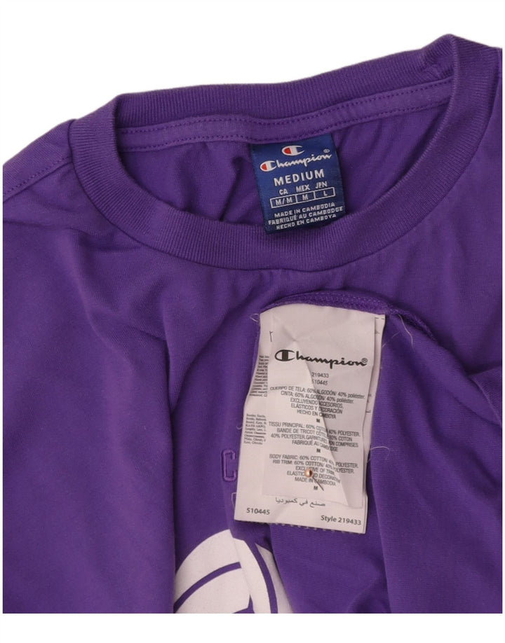 CHAMPION Mens Graphic T-Shirt Top Medium Purple Cotton