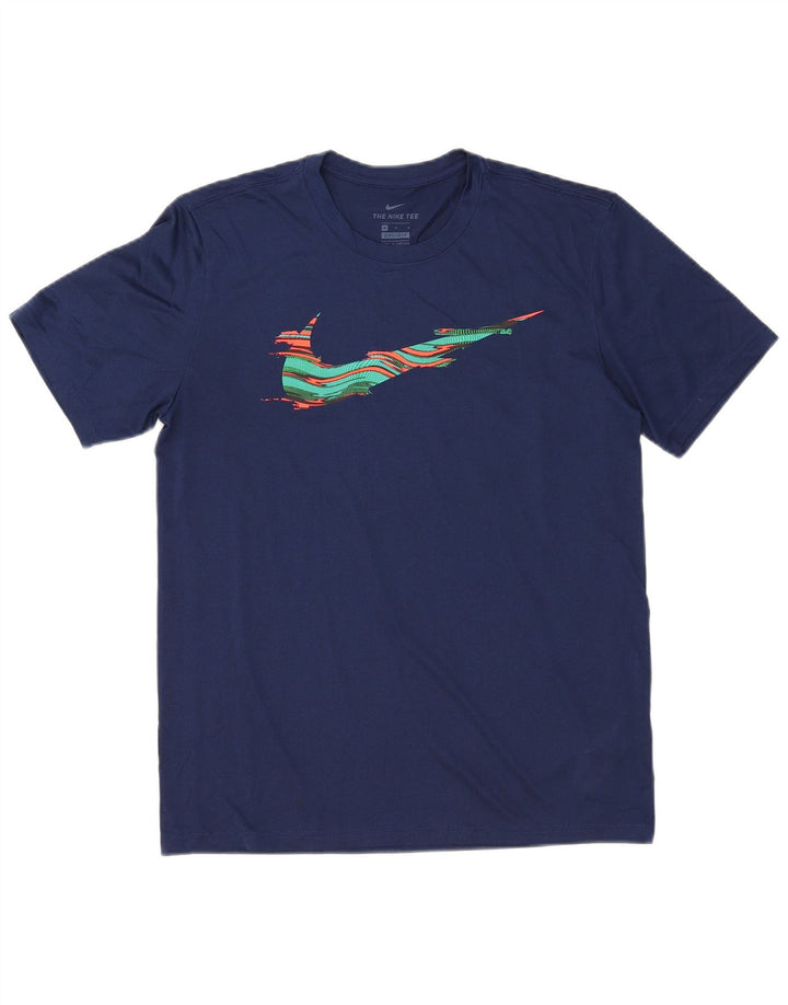 Ανδρικό γραφικό μπλουζάκι Nike Dri Fit, μεσαίο μπλε, πολυεστέρας