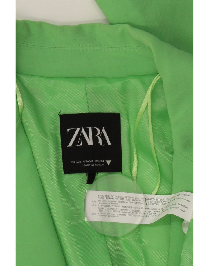 Zara Γυναικείο Μπουφάν 1 Κουμπί Μπλέιζερ UK 6 XS Πράσινο Πολυεστέρας