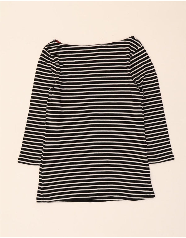 Zara Γυναικείο Crop Top 3/4 μανίκι UK 12 Medium Μαύρο ριγέ Ναυτικό