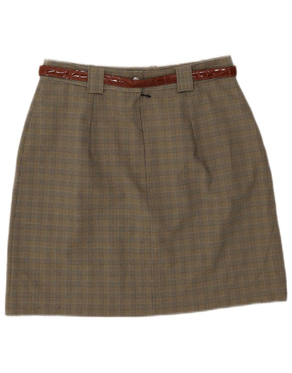 Vintage γυναικεία φούστα A-Line IT 46 Large W28 Khaki Check Polyester