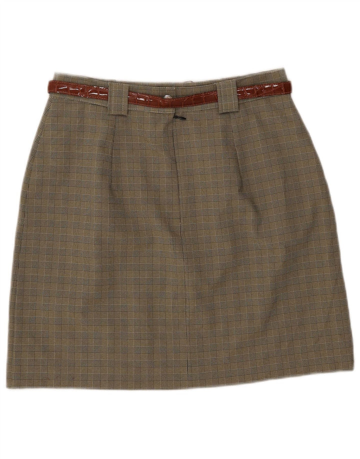 Vintage γυναικεία φούστα A-Line IT 46 Large W28 Khaki Check Polyester