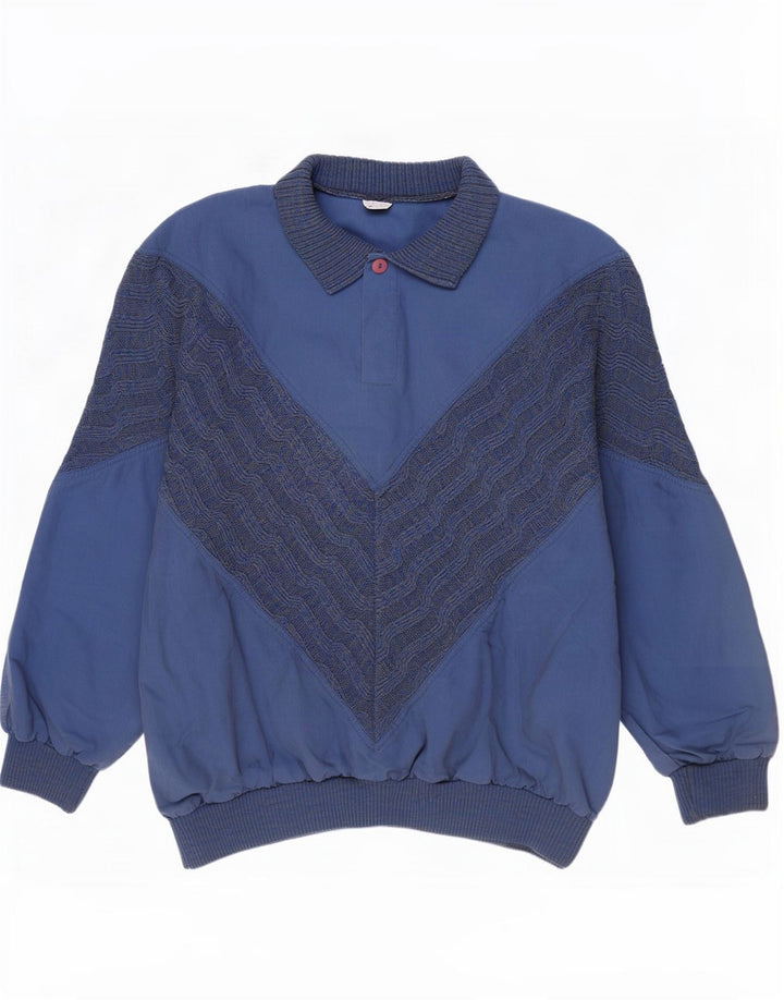 Tom Tailor Ανδρικό φούτερ πόλο με λαιμόκοψη Jumper Μεγάλο μπλε ναυτικό βαμβακερό