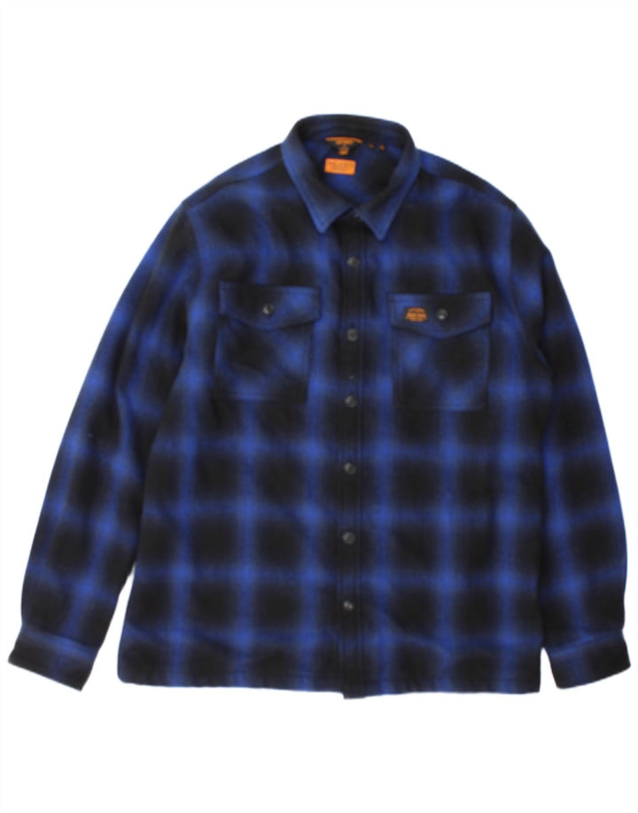 Superdry Ανδρικό πουκάμισο Ξυλοκόπος Φανελένιο XL Navy Blue Check Polyester