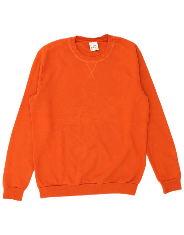 Zara Ανδρικό Φούτερ Jumper Μεγάλο Πορτοκαλί Βαμβακερό