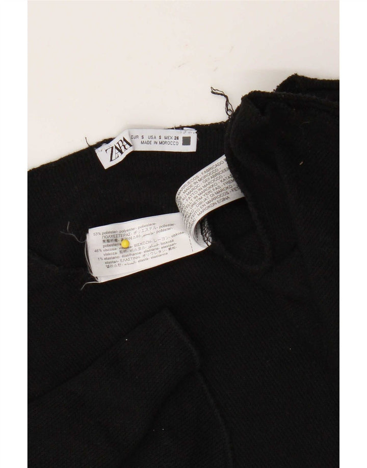 Zara Γυναικείο T-Shirt Crop Oversized Top UK 10 Small Black Polyester