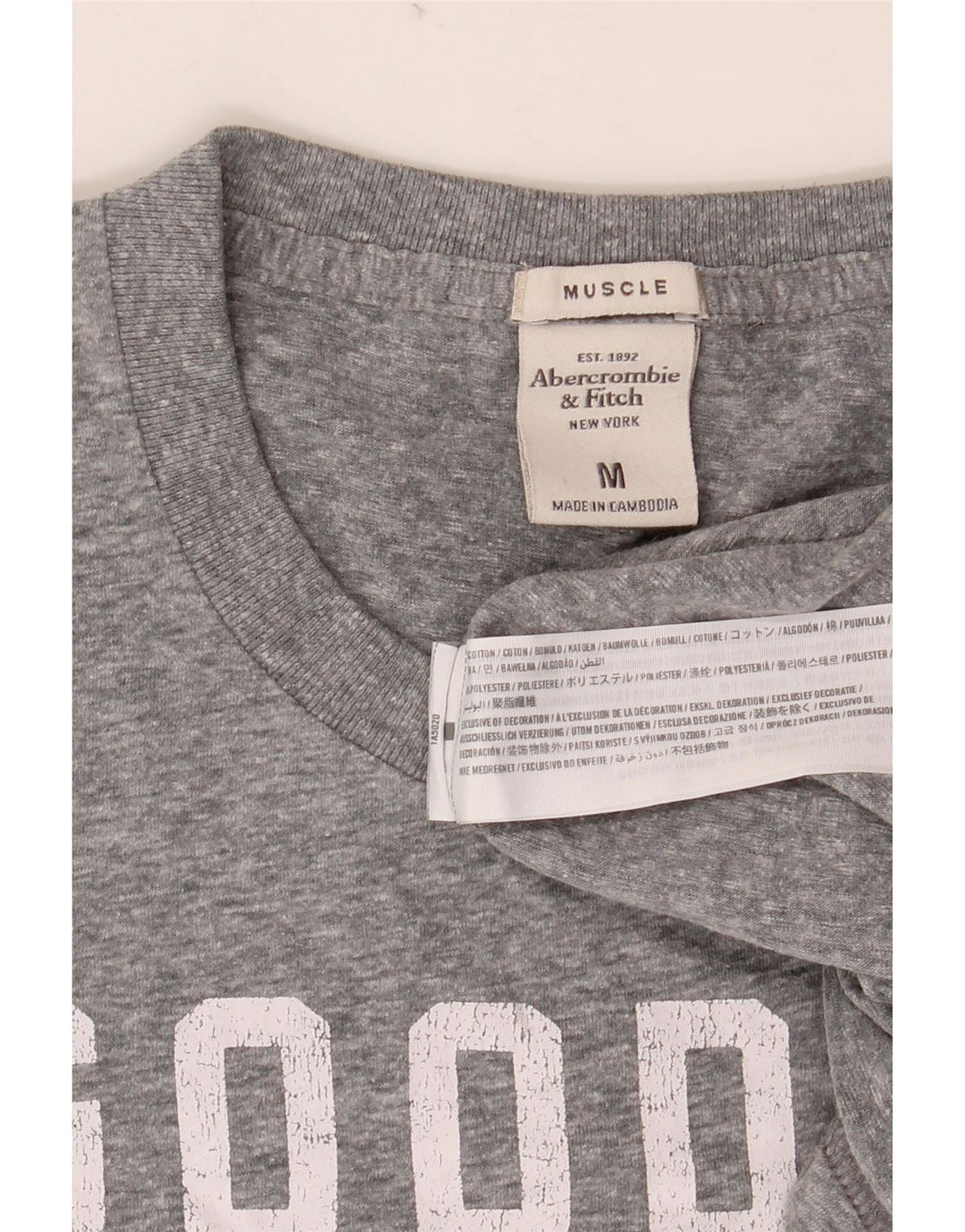 Ανδρικό γραφικό ανδρικό μπλουζάκι Abercrombie & Fitch, μεσαίο γκρι βαμβακερό