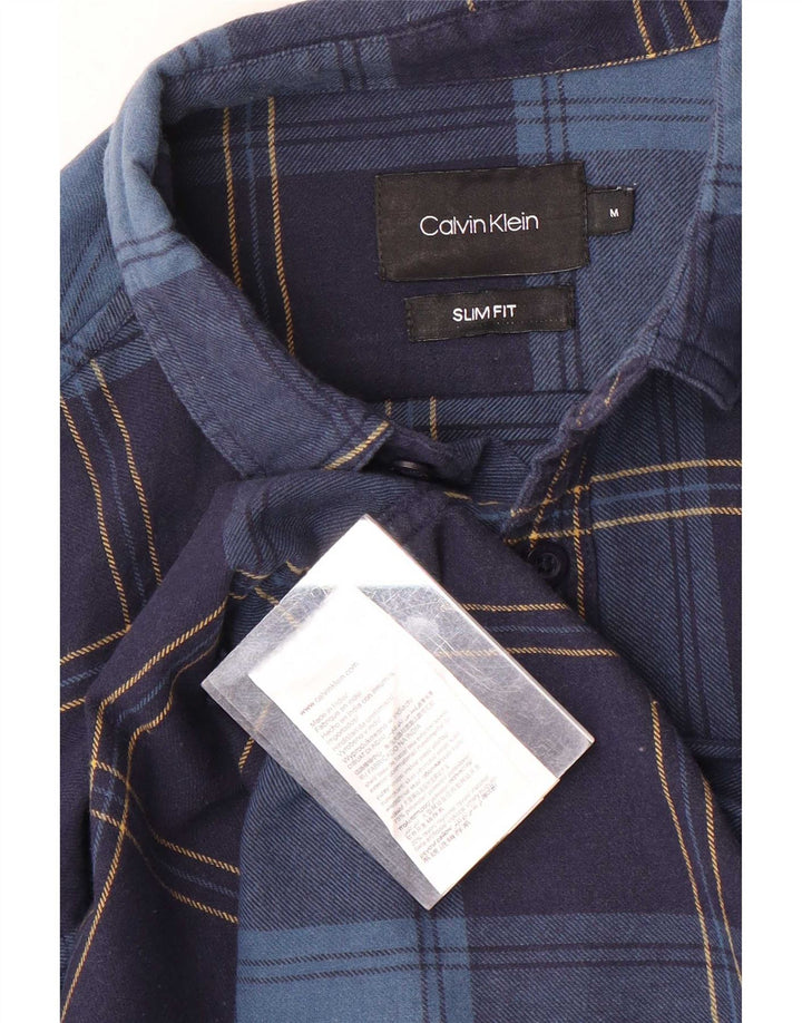 Calvin Klein Ανδρικό φανελένιο πουκάμισο με μεσαία μπλέ καρό πολυεστέρα