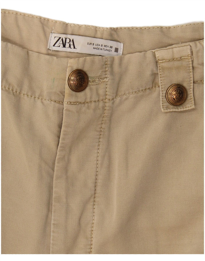 Zara Γυναικείο ίσιο παντελόνι Cargo Small W27 L30 Beige