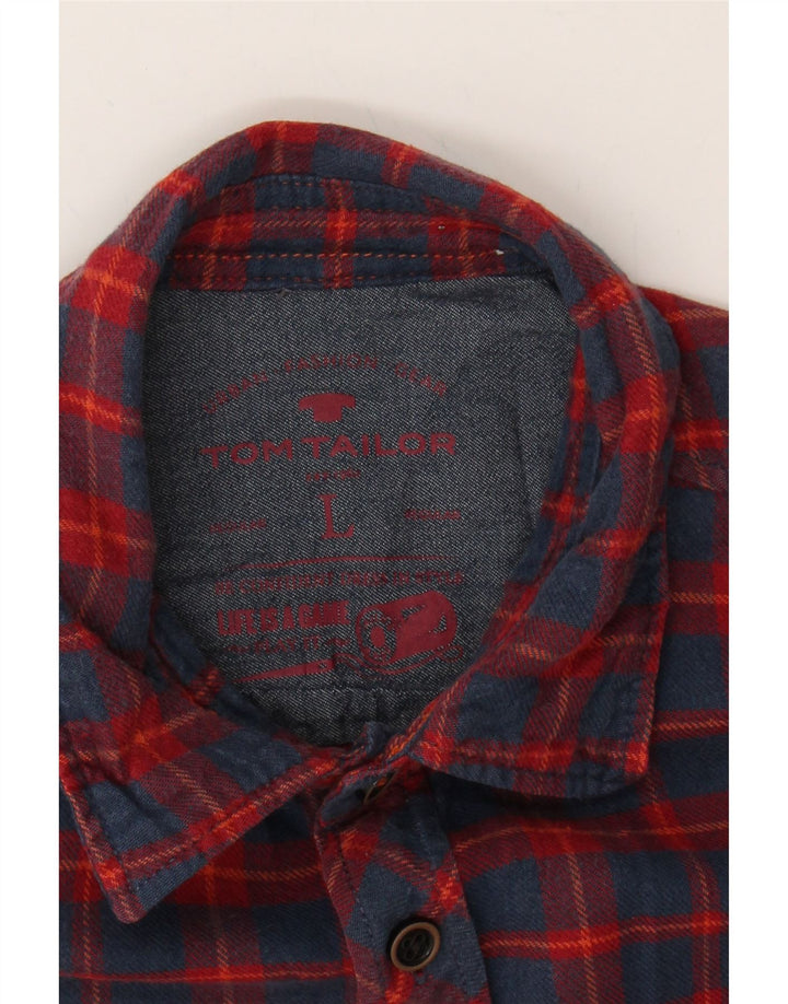 TOM TAILOR Mens Flannel Shirt Large Red Check Cotton Vintage Tom Tailor and Second-Hand Tom Tailor from Messina Hembry 
