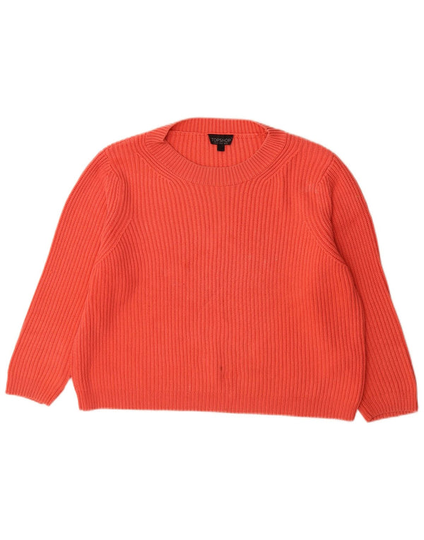 Topshop Womens Boat Neck Jumper Sweater UK 12 Medium Pink Cotton